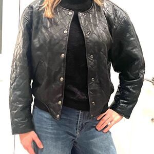 Express vintage bomber leather Jacket sm